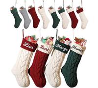 Personalised Christmas Stocking 18" - Custom Embroidered with Name Stockings - Christmas Décor - Holiday Décor - Customised Xmas Socks for Family - Holiday Decorations - Cable Knit Sock Decor
