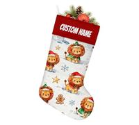 Personalised Christmas Stocking - Custom Name Large Festive Stocking for Kids, Pets & Family, Soft 18.5 Inch Holiday Stocking for Gifts, Toys & Candy, Fun Christmas Decorations, Lion Snowman Star