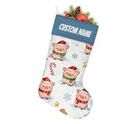 Personalised Christmas Stocking - Custom Name Large Festive Stocking for Kids, Pets & Family, Soft 18.5 Inch Holiday Stocking for Gifts, Toys & Candy, Fun Christmas Decorations, Pig Star Snowman