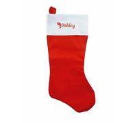 Personalised Christmas Stocking Pet CAT Kitten Fish Bone Motif Red & White Felt Gift Xmas Present Sack - Add Name