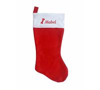 Personalised Christmas Stocking Pet Dog Puppy Bone Motif Red & White Felt Gift Xmas Present Sack - Add Name