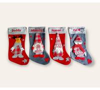 Personalised Christmas Stocking with character, Red Or Gray, 22x48x25 cm / 9x19x10 inch