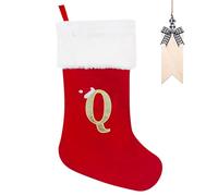 Personalised Christmas Stocking with Large Monogram Red - 50cm Plush Hanging Stocking with Name Tag - Xmas Decor Tree Holiday Ornament