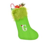 Personalised Christmas Stockings, 20 Inch Xmas Knitwear Stockings, Grinch Letter Embroidery Christmas Socks, Green Hair Christmas Stockings, Kids Christmas Stockings Sock Gift Bag Decor For Xmas Gift