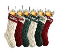 Personalised Christmas Stockings-Custom Embroidered Name Christmas Stocking for Family,46cm/18in Large Cable Knitted Christmas Stockings Personalized Xmas Gift Fireplace Decorations(1 PC-B)