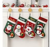 Personalised Christmas Stockings,Custom Name Family Christmas Stocking,Large Xmas Stockings with Embroidered Name , Santa,Snowman Reindeer Xmas Character Stocking Christmas Decor(Style 2-1pack)