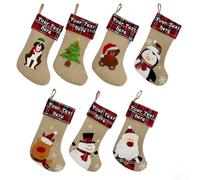 Personalised Christmas Stockings | Custom Name Print with Plush Red & Beige Tree Stocking Sacks & Holders | Fireplace & Tree Hanging Ornament, Xmas Decor & Gift for Kids & Adults, 40cm X 25cm