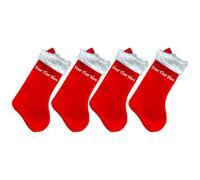 Personalised Christmas Stockings Custom Name | Red & White Plush Stocking 4 Pack, Fireplace & Tree Hanging Ornament | Ideal for Gifts & Xmas Holiday Party Decoration for Kids & Adults | 50cm X 21cm