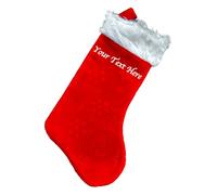 Personalised Christmas Stockings Custom Name | Red & White Plush Stocking Singe, Fireplace & Tree Hanging Ornament | Ideal for Gifts & Xmas Holiday Party Decoration for Kids & Adults | 50cm X 21cm