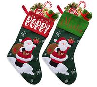 Personalised Christmas Stockings Set of 2 Custom Name Stocking Christmas Customised Stocking Xmas Gifts Decoration for Kids Family - 7 Designs Available (Santa Penguin Snowman Reindeer), 38cm