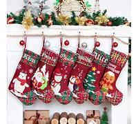Personalised Christmas Stockings with Name, 1 Pack Extra Large Xmas Stocking with Embroidered lnitial Words, Rustic Farmhouse Fireplace Hanging Ornament Holiday Party Decoration, Snowflake