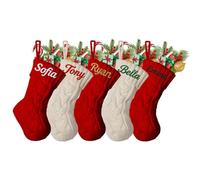 Personalised Christmas Stockings with Name,Custom Embroidered Christmas Stockings,Small 9 inches Hanging Xmas Stocking Decoration for Xmas Party Gift Filler,Xmas Gift Treat Bags(Small Style 7-4 Pack)