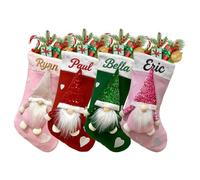 Personalised Christmas Stockings with Name,Custom Embroidered Name Family Christmas Stocking,Large Sequined Faceless Doll Xmas Stockings,Pink Green Faceless Doll Christmas Decor(Style 8-3 pack)