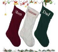 Personalised Christmas Stockings with Names,Custom Name Christmas Stockings for Family,18in Large Knitted Xmas Stockings Fireplace Hanging Stocking for Christmas Holiday Party Home Decor(5 Pack-B)