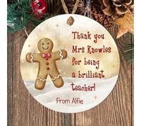 Personalised Christmas Teacher Gift Plaque - Gingerbread, Reindeer, Snowman, Teddy, Tree Designs, Ideal as a Present for Teachers at Christmas