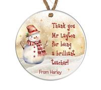 Personalised Christmas Teacher Gift Plaque - Gingerbread, Reindeer, Snowman, Teddy, Tree Designs, Ideal as a Present for Teachers at Christmas