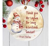 Personalised Christmas Teacher Gift Plaque - Gingerbread, Reindeer, Snowman, Teddy, Tree Designs, Ideal as a Present for Teachers at Christmas