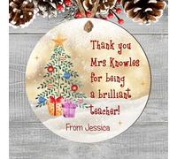 Personalised Christmas Teacher Gift Plaque - Gingerbread, Reindeer, Snowman, Teddy, Tree Designs, Ideal as a Present for Teachers at Christmas
