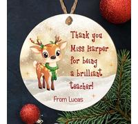 Personalised Christmas Teacher Gift Plaque - Gingerbread, Reindeer, Snowman, Teddy, Tree Designs, Ideal as a Present for Teachers at Christmas