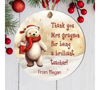 Personalised Christmas Teacher Gift Plaque - Gingerbread, Reindeer, Snowman, Teddy, Tree Designs, Ideal as a Present for Teachers at Christmas