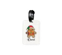 Personalised Christmas Themed Characters Luggage Tags Suitcases Add Any Name or Text for Kids Boys Girls Women Men, Custom Travel Tags Name Labels, Small Tag for Baggage Bag Backpack (Gingerbread Man)