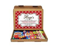 Personalised Christmas Treats Sweets Box Kids Gift Hamper Retro Vegan Stocking Children Present Lockdown 2021 (Design 1: Non-Vegan)