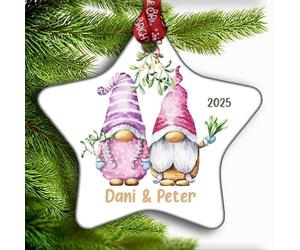Personalised Christmas Tree Bauble - Unbreakable Decoration Ornament Printed with Name - Couple Love Gork Gnome Goblin
