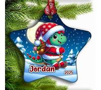 Personalised Christmas Tree Bauble - Unbreakable Decoration Ornament Printed with Name - Dinosaur 02