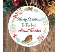 Personalised Christmas Tree Decoration Thank You Robin Teacher Gift - End Of Year Present For Head Teacher, Teacher, Teaching Assistant (Head Teacher, MDF Wood - Indoor use only)