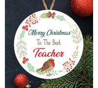 Personalised Christmas Tree Decoration Thank You Robin Teacher Gift - End Of Year Present For Head Teacher, Teacher, Teaching Assistant (Teacher, MDF Wood - Indoor use only)