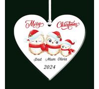 Personalised Christmas Tree Decorations 2025 Christmas Baubles Ornaments Gifts for Family Xmas Gifts with Any Name & Year Custom White Acrylic UV Print Hanging Xmas Tree Decor(Heart, Family of 3)