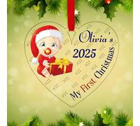 Personalised Christmas Tree Decorations Baubles for Kid's First with Custom Name | Acrylic Xmas Tree Decoration Hanging Ornaments | Personalised Bauble Gifts for Xmas Decorations