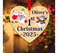 Personalised Christmas Tree Decorations Baubles for Kid's First with Custom Name | Acrylic Xmas Tree Decoration Hanging Ornaments | Personalised Bauble Gifts for Xmas Decorations