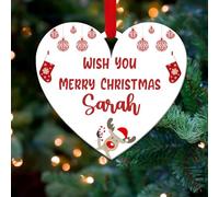 Personalised Christmas Tree Decorations Baubles with Cute Reindeer & Customised Name | Acrylic Xmas Tree Decoration Hanging Ornaments | Personalised Bauble Gifts for Xmas Decorations