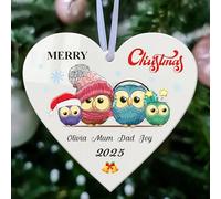 Personalised Christmas Tree Decorations Christmas Baubles Gifts Custom Christmas Ornaments White Acrylic Xmas Tree Decorations with Any Year & Name for Family Dad Mum Nanny Son(Heart, Family of 4)