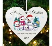 Personalised Christmas Tree Decorations Christmas Baubles Ornaments Custom Xmas Tree Bauble for Family 2025 Christmas Decorations White Acrylic Xmas Decor(Heart, Family of 5)