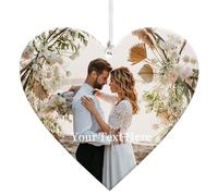 Personalised Christmas Tree Decorations with Photo 2024 Baubles White Acrylic Christmas Tree Ornament Personalised Photo Bauble for Kids Couples Family Dogs (Heart)