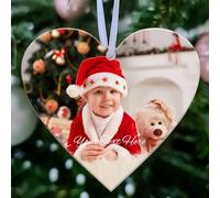 Personalised Christmas Tree Decorations with Photo Acrylic 2025 Christmas Baubles Xmas Photo Gifts Decoration Ornament Xmas Gifts for Mom Dad Family Kids Friends (Heart)