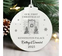 Personalised Christmas Tree Decrations Gifts New Home Gifts Custom White Acrylic Christmas Baubles Ornaments First Xmas in New Home with Any Text for Her Friends Wife Husband (Design 4, Round)
