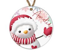 Personalised Christmas Tree Name Bauble - 12 Unique Designs (Elf, Santa, Reindeer, Snowman, Penguin, Polar Bear) (Design 6, Acrylic Indoor & Outdoor Use)