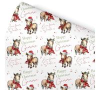 Personalised Christmas Wrapping Paper - Custom Gift Wrap with Cute Horse Pony Design, Fun Novelty Gift Wrap Roll, For Kids, Children