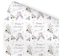 Personalised Christmas Wrapping Paper - Custom Gift Wrap with Ice Skating Design, Fun Novelty Gift Wrap Roll for Children, For Girls