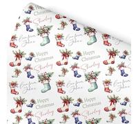 Personalised Christmas Wrapping Paper - Custom Gift Wrap with Stockings Design, Fun Novelty Gift Wrap Roll, Mum, Nan, Gran