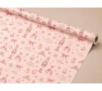 Personalised Christmas Wrapping Paper & Matching Ribbon Bundle - Pink Nutcracker & Ballet Gift Wrap with Custom Name - Personalised 2.5m Satin Ribbon (2 Metres)