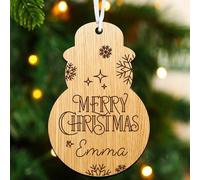 Personalised Christmas Xmas Tree Bauble - Wooden Christmas Family Tree Ornament/Decoration - Engraved Xmas Gift For Family For Couple (Snowman)