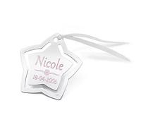 Personalised Chrome Plated Star Bookmark with Ribbon, Engraved Free with Name and Date