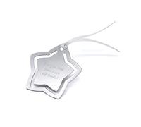 Personalised Chrome Plated Star Bookmark With Ribbon, Engraved With Any Message - Enter Your Own Custom Text