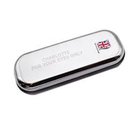 Personalised Chromed Glasses Case with UK British Union Jack Wave Flag Design, 15.5 x 5.4 x 3.4 cm