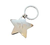 Personalised Chunky High Polished Chrome BEE Star Keyring/Keychain ENGRAVED FREE