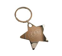 Personalised Chunky High Polished Chrome Royal Crown Star Key ring ENGRAVED FREE